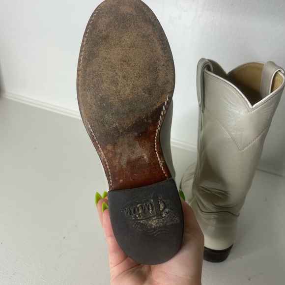 Justin Vintage Ivory Pearl Western Cowboy Boots - Women's Size 5B - Picture 4 of 6